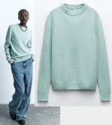 ZARA sweter z kaszmirem i wełną, 60% kaszmir 40%wełna, miętowa zieleń, r. S