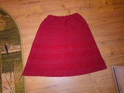 Spódnica wełniana robiona na drutach bordowa bordo PRL vintage wełna