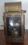 Lampa kolejowa zabytkowa mosiądz karbid owa sygnowana Unikat