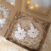 Zestaw ozdób świątecznych na choinkę zawieszki na szydełku świece świeczki 