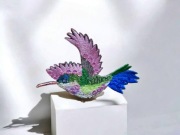 Broszka haftowany ptak, przypinka