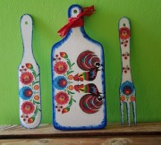 Komplet drewniany deska folk decoupage