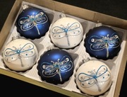 Bombki choinkowe malowane Ważki 6 szt ozdoby na choinkę retro styl prl