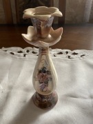 Stary ceramiczny świecznik PRL w kwiaty śliczny