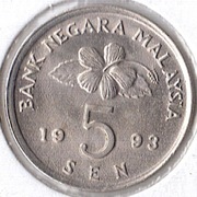 MALEZJA 5 sen 1993, KM# 50, AU
