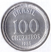 BRAZYLIA 100 cruzeiros 1985, KM# 595, UNC