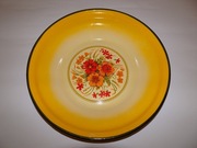 Emaliowana miska w kwiaty, metalowa miska w kwiaty, PRL, vintage, retro