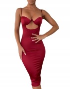 Oh Polly sukienka bordowa satynowa elegancka  na ramiączkach L 40 M okazja