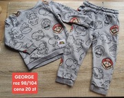 Dres bawełniany Super Mario Bros 98 104 komplet bluza spodnie 
