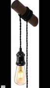 Drewniana lampa ścienna z wtyczką, kinkiet E27 magnetyczna, pleciony kabel