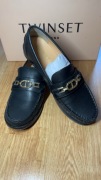 Eleganckie mokasyny Twinset Milano r. 38 – czarne skórzane