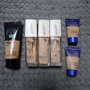 Zestaw podkładów Maybelline Superstay Rimmel Match Perfection różneodcienie