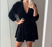 Welurowa sukienka ZARA rozkloszowana XL