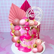 Topper piker na tort 12 szt różowe 