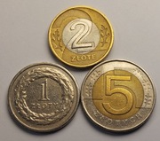 Komplet monet obiegowych 1994 rok 1 zł 2 zł 5 zł