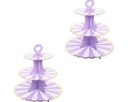 2x Stojak Patera na Ciasto Babeczki 3-poziomowy Karton Fiolet