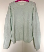 Miętowy sweterek z perełkami