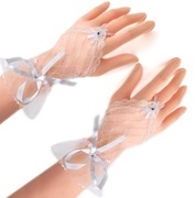 Koronkowe białe rękawiczki ślubne bez palców krótkie, pętelka Ślub do ślubu