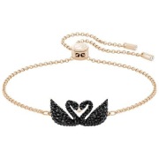 Bransoletka SWAROVSKI  Iconic Swan Double Bracelet, Black, Rose gold 