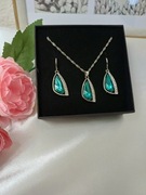 Srebrny zestaw z zielonymi cyrkoniami- pr.925