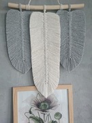 MAKRAMA LIŚCIE XXL duża ozdoba boho na ścianę pióra 50cm