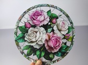 Nowy witraż witrażyk dekoracja okienna róże 