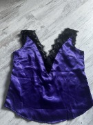 Satynowa bluzeczka bieliźniana fiolet korona sexy seksowna