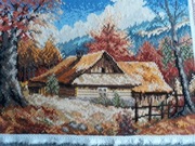 Obraz "Chatka w górach" haft krzyżykowy 34x23 cm 