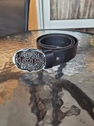 Czarny męski skórzany pasek The Doors 