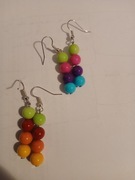 Kolczyki kolorowe kulki tęczowe 2pary