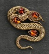 Broszka wąż wysadzany kamieniami postarzana