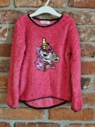 różowa włochata bluza z jednorożcem