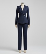 Granatowy elegancki komplet damski garnitur marynarka do pracy + GRATIS