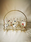 Szklanki do napojów z motywem karcianym, karty do gry, lata 60te, 1960