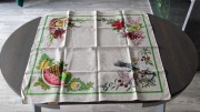 Lniany obrus z czasów PRL 90x90