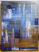 Obraz akryl na płótnie abstrakcja niebiesko złota 