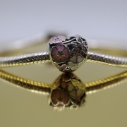 Charms s925 Serce Kwiaty | różowe emalie | prezent