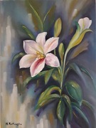 Obraz olejny ręcznie namalowany na płótnie LILIA KWIATY