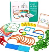 UKŁADANKA KOLOROWE PATYCZKI KOŁA GRA MONTESSORI ZESTAW KREATYWNY NA PREZENT