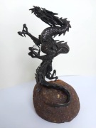 Oryginalne japońskie okimono brąz smok XIX wiek Meiji Japonia Samuraj