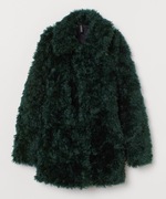 futerko płaszcz ,,H&M"dłuższa kurtka ciemnozielona __M