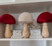 Grzybki dekoracja,welurowe,drewniane.Nowe.