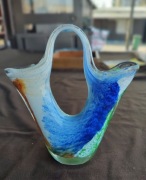 Wazon koszykowy szkło artystyczne Czechy lata 60 Chřibská styl