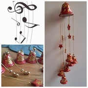 PIĘKNE DZWONKI CERAMICZNE CZERWONO-ZŁOTE NA BOŻE NARODZENIE 46 CM