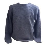 SZARY SWETER Z OKRĄGŁYM DEKOLTEM.XXL.70% WEŁNA I 30% AKRYL