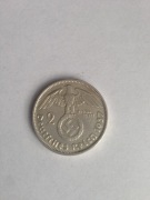 Moneta 2 marki Niemcy 1937 r. litara F. Srebro.