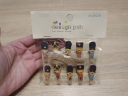 Klamerki ozdobne drewniane Żołnierz; Klipsy Świąteczne kpl 10szt