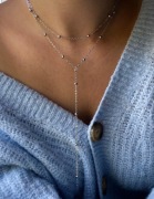 srebrny naszyjnik wisiorek długi łańcuszek choker stal 