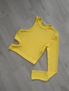 żółty top na jedno ramię prążki Pull & Bear 38 M