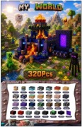 Klocki magnetyczne typu Minecraft 320 Lawa Zamek Portal 5 figurek 